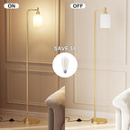 Ziisee Floor Lamps for Living Room - Industrial Standing Lamp with Frosted White Glass Shade, Modern Gold Floor Lamp with LED Bulbs, Farmhouse Floor Lamp for Bedroom, Tall Lamp for Office - Gold