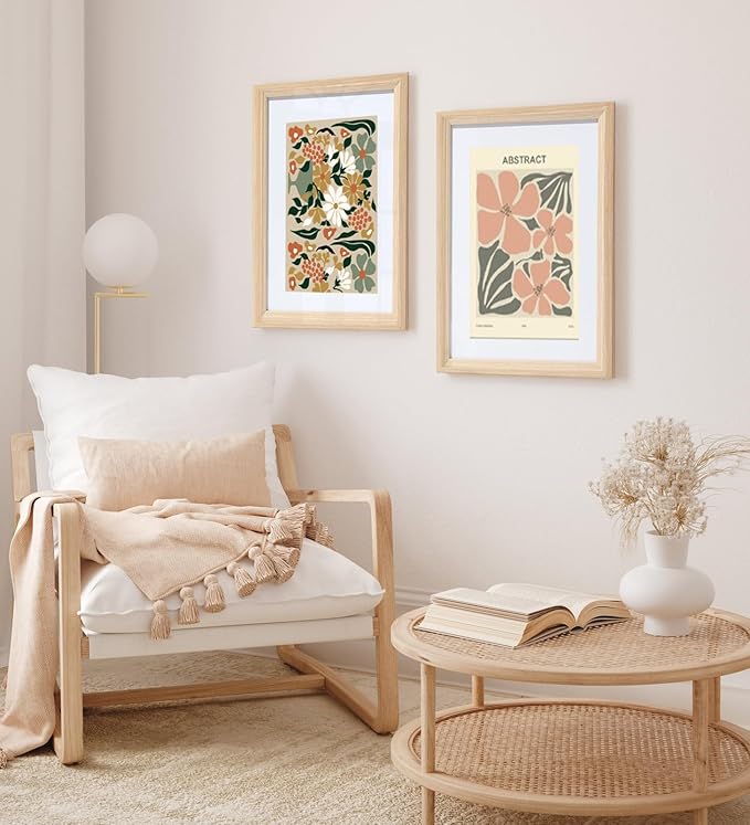 KTKDE 12x16 Picture Frame Real Glass,Poster frame Display Pictures 8.5x11 with Mat or 12x16 Without Mat, Modern Style Wood Composite Frame,Gallery Wall Frame Wooden ，best gift