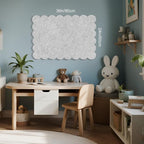 Lightomorrow Scalloped Bulletin Board, 36 x 24 Inches Felt Pin Board - Decorative Cork Alternative for Wall, Foldable Picture Self-Adhesive Vision Prayer Board with 20 Pushpins - Light Gray