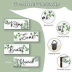 4 Pcs Farmhouse Bathroom Wall Decors Relax Soak Unwind Breathe Wooden Word Sign Green Hanging Wall Art Rustic Office Wall Decor for Bedroom Living Room Vintage Decorations(Green Leaves 10X4 Inch)