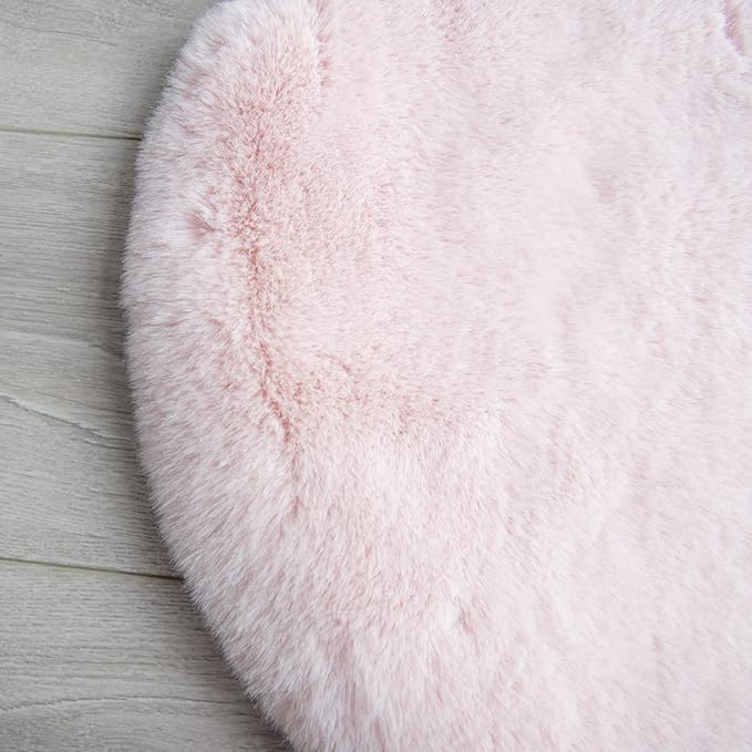 Pink Plush Washable Fluffy Fur Rugs for Living Room Shag Faux Rabbit Fuzzy Fur Area Rugs for Bedroom 2x6 Rug Oblong Nursery Rug