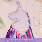 Pretty Jolly Unicorn Dream Catchers for Little Girls Bedroom Handmade Kids Dreamcatcher with Fluffy Pom Poms Feathers&Beads,Nursery Wall Decor for Toddler Girls Room,Children Birthday Gift(Purple)