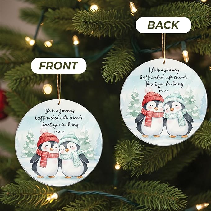 Friendship Christmas Ornament, Penguin Ornament for Best Friends, Friend Ornaments for Women, Gift for Friends, Penguin Ornament, Inspirational Bestie Gifts, Birthday Gift for Best Friend