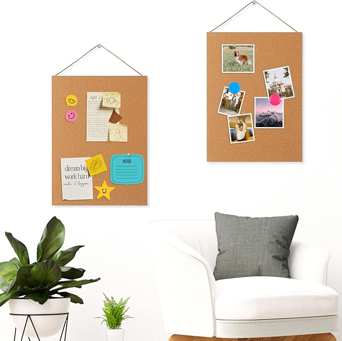 DOLLAR BOSS Magnetic Cork Board, 16" x 12" Small Cork Bulletin Board 0.7" Thick Frameless Corkboards for Walls Pin Notice Board with 8 Magnets 10 Pushpins for Home Office Kitchen School Decor Display