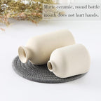 CEMABT Beige Ceramic vase Set-3 Small Flower vases for Decor,Modern Boho Farmhouse Home Decor,Decorative vase for Pampas Grass&Dried Flowers,idea Shelf,Table,Bookshelf ，Entryway- Distressed
