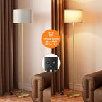 Ambimall 60'' Modern Floor Lamp with Remote, Tall Lamps for Living Room, Bedroom, Office, Dining Room, Beige Shade with Gold Pole(Included Bulb)