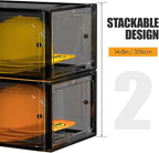 Hat Organizer Box, Stackable Clear Baseball Caps Holder Box Containers with Magnetic Door for Hats Snapback Cap Storag, Hat Rack Display Case, Holds 8 Hats Each (Black, 4 Pack)