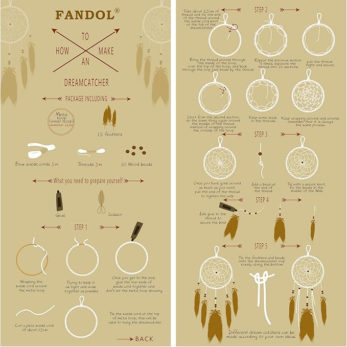 DIY Dream Catcher Beginner Kit, Making Dream Catcher Supplies Include Metal Hoop, Feathers, Faux Suede Cord, Thread, Wood Beads (Violet)