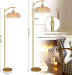 QIYIZM Floor Lamp for Living Room,Bedroom,Gold Dimmable Standing Lamp with Remote,Mid Century Modern Brass Tall Lamp Retro Vintage Glass Lamp Floor Light Boho Bohemian