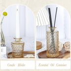 Amber Glass Bud Vases Set of 12, Gold Mini Flower Vase for Centerpieces, Small Vases in Bulk for Wedding Decorations, Vintage Vase for Table, Recepetion, Home Décor
