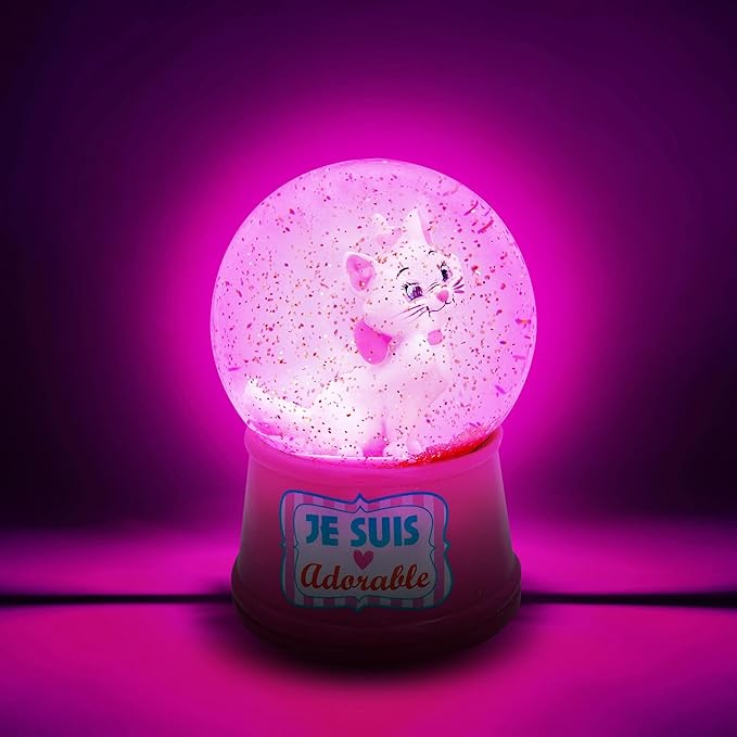 Disney Aristocats Marie Je Suis Adorable Light-Up Adult Snow Globe with Swirling Glitter Display Piece | 6 Inches Tall
