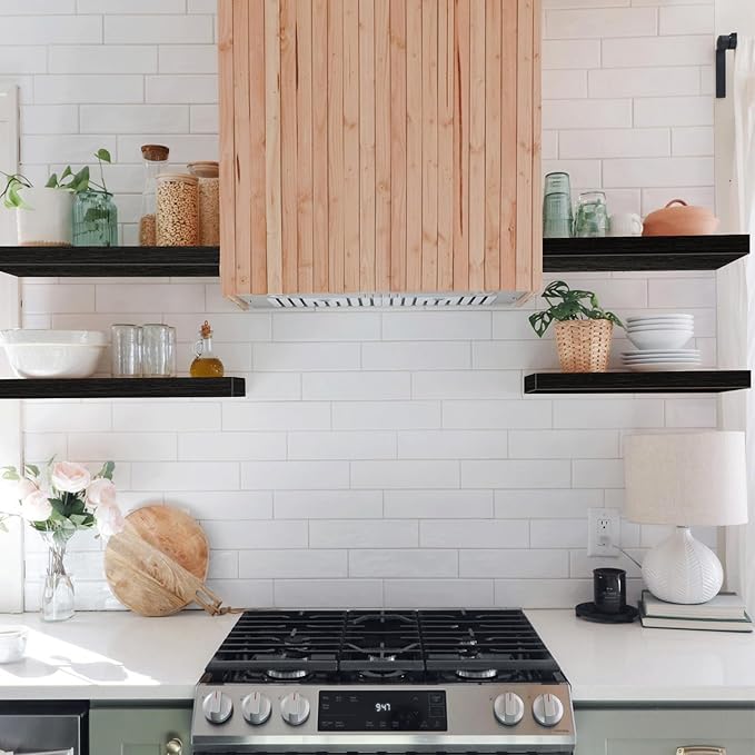 QEEIG Floating Shelves for Wall Bathroom Shelf Bedroom Kitchen Living Room Farmhouse Small Book Shelf 16 inch Set of 4, Black (015-B4)