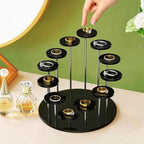 Round Acrylic Display Riser Stands, 12 Tier Jewelry Display Stands for Rings Earrings Mini Figurines 1 Pack(Black)