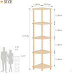 MaxSmeo Corner Shelf, 5-Tier Corner Bookshelf for Small Spaces, Stylish Corner Storage Display Shelves for Bedroom, Bathroom, Kitchen, Living Room (Natural)