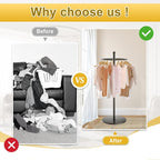 Round Garment Rack, Floor Standing Rotatable Clothing Rack, Portable Retail Display stand for Hanging Clothes Bedrooms Boutiques Commercial Shop Laundry Room