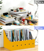 Limitliho 6 Pack Cardboard Magazine Holder for Desk, Book Bins for Classroom Library,Office,Home, 10.6" H x 10.2" L x 3.5" W in Magazine File Holder(Yellow)