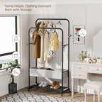 Clothes Garment Coat Rack Drying Clothing Racks Metal Freestanding for Hanging Clothes Portable Closet for Laundry Bedroom Black