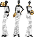 3 Pack African Art Sculptures- Vintage African Statues For Home Decor- Women's Tribal African American Figurines- Bookshelf, Office Decor- Deal For Birthday, Christmas, Thanksgiving, Mom Gifts-White