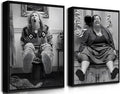 Funny Wall Art Set of 2 - Black Floating Frame Black and White Vintage Humor Bathroom Wall Decor, Dumb And Dumber Movie Posters Art, Bathroom Decor Canvas Wall Art 12x16 in