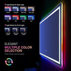 LOAAO 60”X30“ RGB LED Bathroom Mirror with Lights for Bathroom, Anti-Fog, Dimmable，Multiple Light Modes, RGB Backlit + Front Light, Memory Function, Tempered Glass
