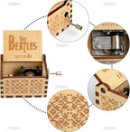 AUEAR, Let It Be Wooden Music Box Hand Crank Laser Engraved Vintage Musical Small Unique Gift for Birthday Wedding Christmas Valentines Day (Style E)