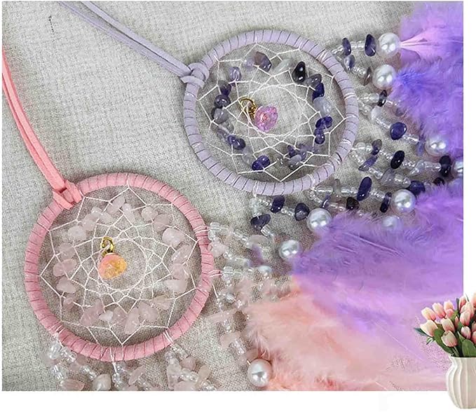 Car Dream Catcher for Rearview Mirror Accessories, Car Mirror Hanging Accessorie, Car Charms Ornament Lucky Ornament Pendant Car Interior Accessorie (Purple)