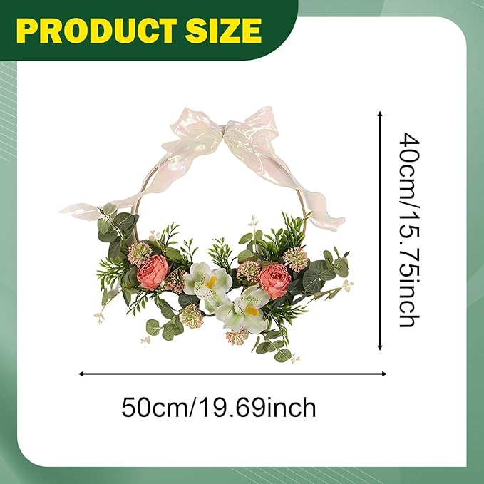 Artificial Floral Swag Front Door Swag Indoor Decorative Hanging Spring Wreath for Restaurant Birthday Holidays Apartment, JH615