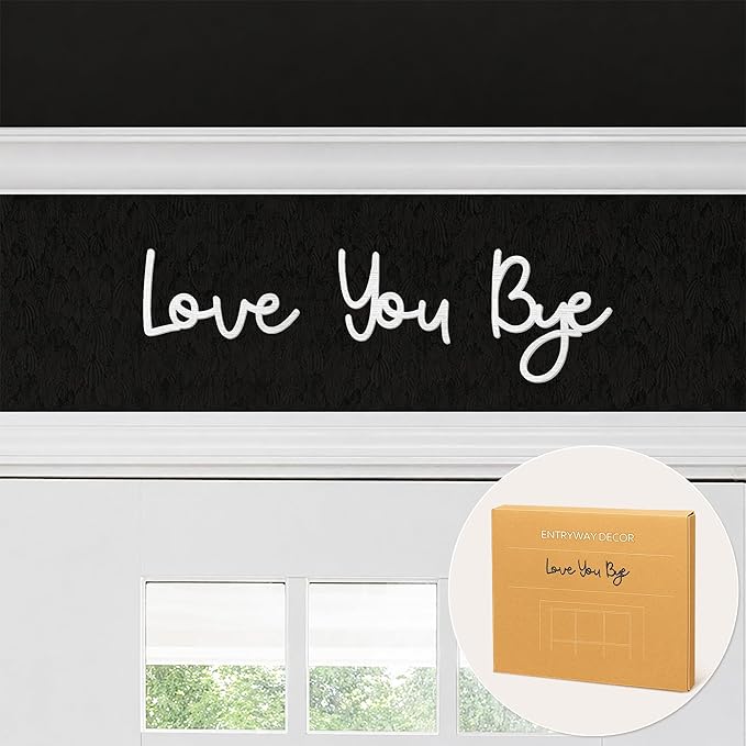 Dripykiaa LOVE YOU BYE Wood Sign Home Decor Boho Decor 21.6” Wood Grain Wall Decor Express Love and Warm for Your Family Lovers Wall Art Gift Hallway Entryway Door For Home - White