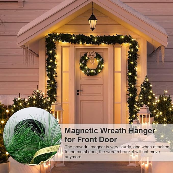 Linwnil 2 Pack Magnetic Wreath Hanger Wreath Holder Wreath Hanger Hook for Metal Front Door for Christmas Decorations