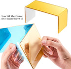 Chuangdi 2 Sets Acrylic Display Risers, Product Stand, Jewelry Display Riser Shelf Showcase Fixtures for Dessert Cupcake Candy Figure Treat Action Showcase (Gold,Large Set)