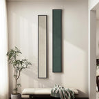 Long Narrow Framed Neutral Abstract Vertical Wall Art Set, 2 Piece Modern Canvas Prints Paintings Artwork for Walls, Beige Green Minimalist Pictures for Hallway Entryway Living Room Bedroom Wall Decor
