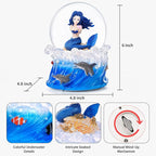 Mermaid Snow Globe Music Box with Light, Plays You are My Sunshine, Blue Ocean Musical Snow Globe Gift for Women, Wife, Girlfriend, Daughter, Mom, Birthday Anniversary Christmas Decor