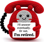 Belatelove Funny Retirement Gift for Men Women, Handmade Crochet Telephone Doll, Humorous Retirement Gift for Dad Mom Friend Coworker Boss, Cute Office Desk Decor for Newly Retired