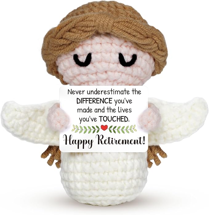 Retirement Gift for Woman 2026- Happy Retirement Angel Crochet - Funny Retirement Gifts for Women Men Teacher Nurse Principal Friend Coworker, Farewell Party Retired Gifts