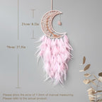 Moon Dream Catchers with Chakra Gemstone Agate Stone, Crystal Tree Life Dream Catchers Wall Hangings Room Decor (Pink)