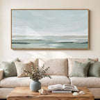 Large Framed Wall Art for Living Room, Horizontal Sage Green Abstract Landscape Pictures Canvas Prints Paintings Artwork for Walls, Modern Minimalist Wall Decor for Bedroom Dining Room Office 30x60 In