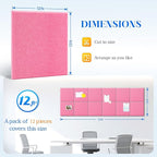 DOLLAR BOSS Large Cork Board for Wall 48" x 36" x 0.5" Pink Bulletin Board 12 Packs Corkboard Tiles Self Adhesive Felt Wall Tiles for Office Home School, Pink