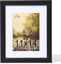 KTKDE 11x14 Picture Frame Real Glass, Display Pictures 8x10 with Mat or 11x14 Without Mat, Modern Style Wood Composite Frame,Gallery Wall Frame Wooden Black ，best gift