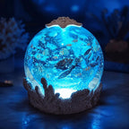 Starfish Night Light Ocean Decoration with 6H Timer, USB & Battery Powered, Rotating Ocean Scene Star Fish Snow Globe with Sea Turtle and Fish for Kids Adults Bedroom Living Room Decor (Starfish)