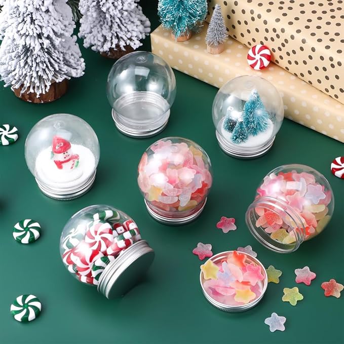 Garneck 10pcs Plastic Water Globes DIY Snow Globe with Screw Off Caps Crafts Candy Storage Boxes and Decorative Display Lightweight and Reusable