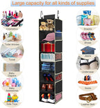 Large-Sized Hanging Shoe Organizer 8-Shelf, Hanging Closet Organizer with 8 Side Pockets, Wider Hanging Shelves for Storage Shoes Clothes 9" W × 11.8" D× 48" H, Black.