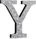 Qunclay 8'' Silver Crystal Diamond Bling Letters Crushed Diamond Decoration Wooden Glitter Letter with Screw and Hooks Rhinestone Gift for Wedding Y2k Mcbling Bedroom Wall Decor (Letter Y)