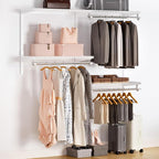 Wire Closet Organizer System, Wall Mounted 4.4 Ft. Custom Closet Kit for Bedrooms Laundry Mudroom Garage Basement, Adjustable Storage Shelves for Clothes Shoes Handbags