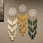 Artilady Macrame Dream Catchers for Bedroom - Tassel Wall Hanging Handmade Dreamcatchers Home Decor with Tassel Feather Ornament Craft Blessing Gift (Dark Green)