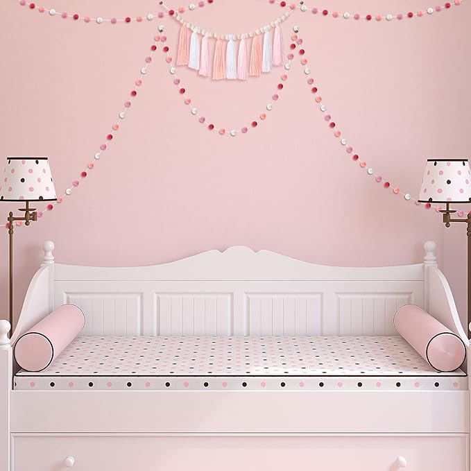 Syhood 3 Pcs Boho Tassel Garland Wall Hanging Decor 1 Boho Tassel Garland with Wood Beads and 2 Western Colorful Pom Pom Ball for Classroom Party Wedding Baby Shower Home Decorations(Vivid Colors)