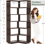 Armocity Corner Book Shelf - 7 Tier Corner Bookshelf Etagere Bookcase with Baffle, Freestanding L Shaped Display Shelf Stand for Home Office, Living Room, Bedroom, Kitchen, Black Walnut