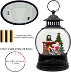 AOMIL Christmas Snow Globe Lantern with Music & Timer - USB/Battery Operated LED Glittering Globe, Snow Globe Decor for Home Holiday (Santa Claus)