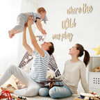 Kigley 5 Pcs Playroom Wall Decor 15.4" x 18" 3D Where The Wild Ones Play Nursery Sign Wooden Wall Art Decoration for Kids Toddler Room Decor Boys and Girls Kindergarten Bedroom Word Sign(Wood Color)