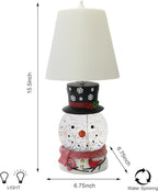 MOMENTS IN TIME Christmas Snowman Table Lamp with Glitter Spinning Water Globe, LED Lighted Holiday Lamp with Fabric Shade, USB or Battery Operated, 17.5 Inch Decorative Home Decor