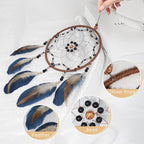 Blue Dream Catcher, Handmade Rattan Large Dreamcatcher Ornaments with Feathers and ABS Beads, Hanging Wall Decoration for Bedroom, Living Room to Have a Good Mood and Sleep (Blue)
